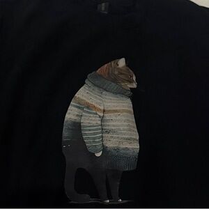 Gilden Sweatshirt with Fat Cat in Striped Sweater Design  NWOT